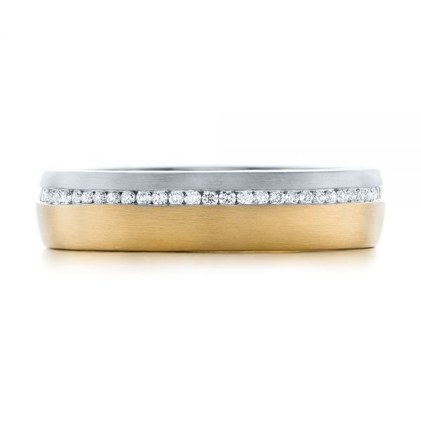 18k Yellow Gold And 18K Gold 18k Yellow Gold And 18K Gold Custom Diamond Eternity Two-tone Wedding Band - Top View -  102133