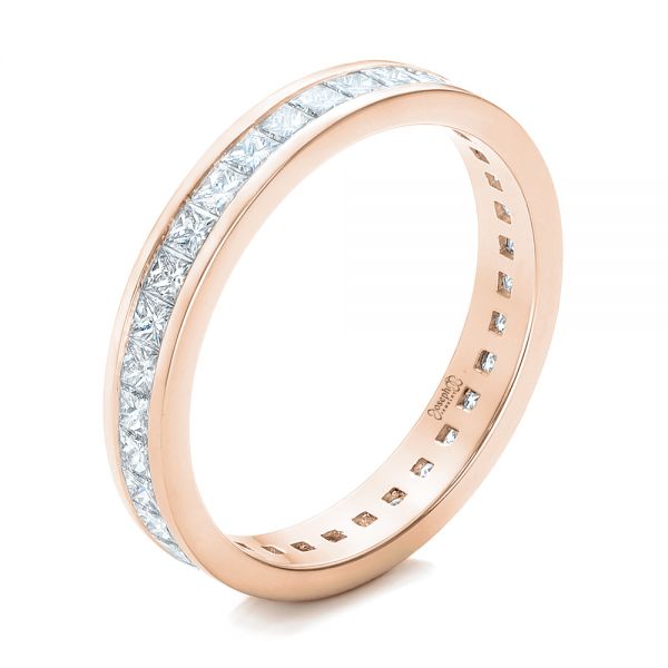 18k Rose Gold 18k Rose Gold Custom Diamond Eternity Wedding Band - Three-Quarter View -  102096