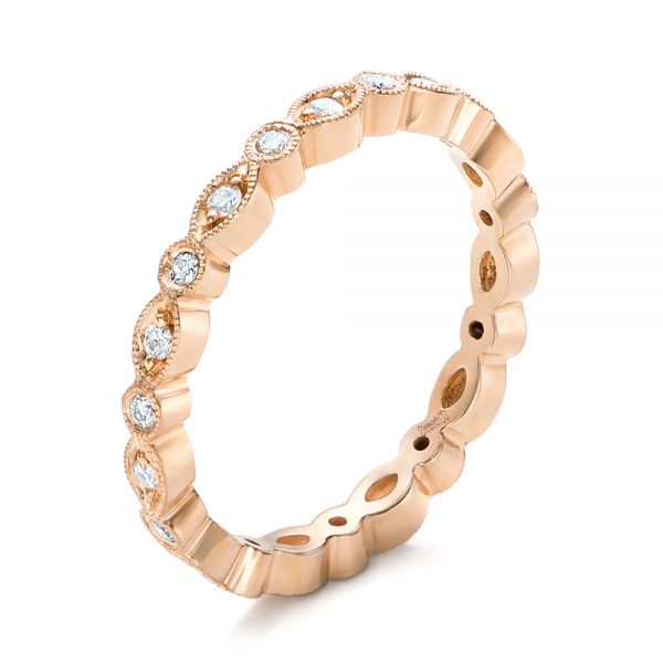 18k Rose Gold 18k Rose Gold Custom Diamond Eternity Wedding Band - Three-Quarter View -  102132