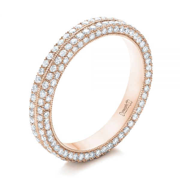 18k Rose Gold 18k Rose Gold Custom Diamond Eternity Wedding Band - Three-Quarter View - 102173