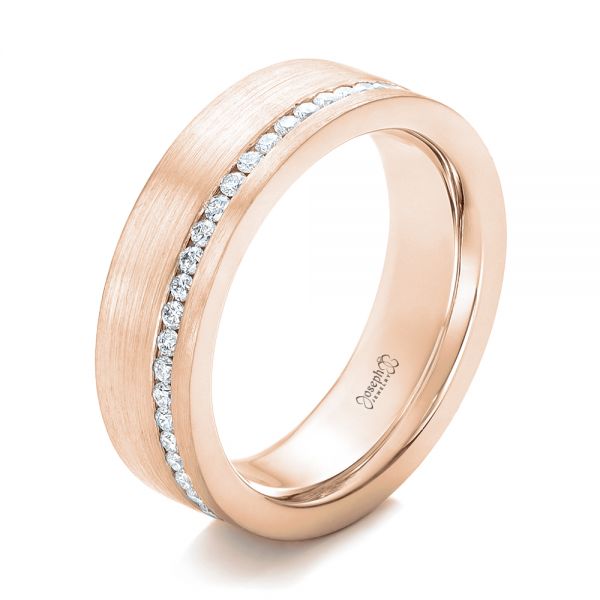 18k Rose Gold 18k Rose Gold Custom Diamond Eternity Wedding Band - Three-Quarter View -  102284