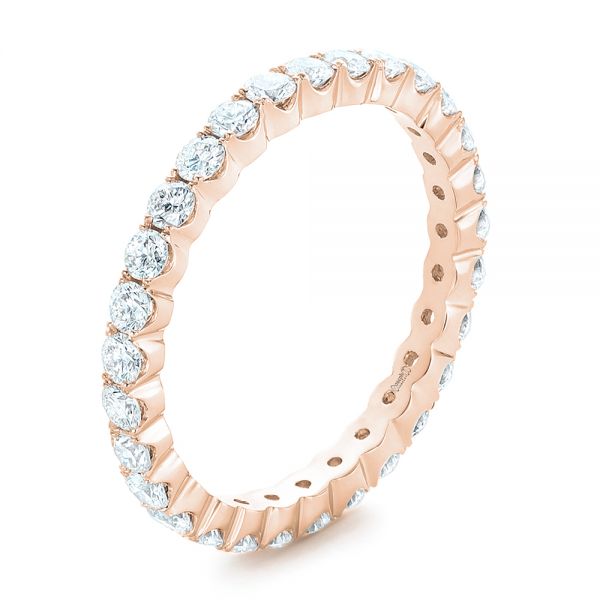 14k Rose Gold 14k Rose Gold Custom Diamond Eternity Wedding Band - Three-Quarter View - 102370