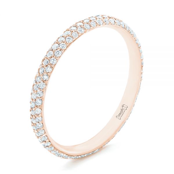 14k Rose Gold 14k Rose Gold Custom Diamond Eternity Wedding Band - Three-Quarter View - 102817