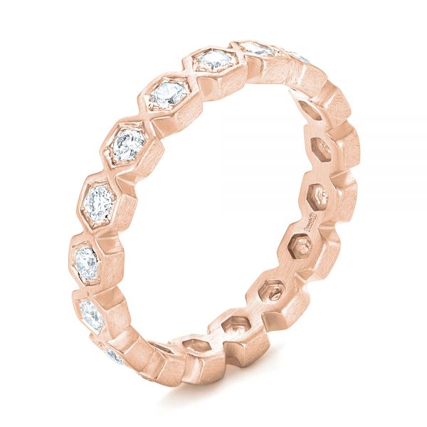 14k Rose Gold 14k Rose Gold Custom Diamond Eternity Wedding Band - Three-Quarter View -  102918