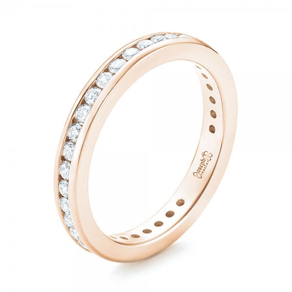 18k Rose Gold 18k Rose Gold Custom Diamond Eternity Wedding Band - Three-Quarter View - 103033