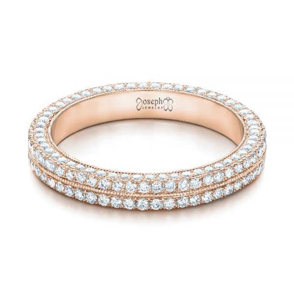 18k Rose Gold 18k Rose Gold Custom Diamond Eternity Wedding Band - Flat View - 102173