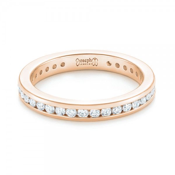 18k Rose Gold 18k Rose Gold Custom Diamond Eternity Wedding Band - Flat View -  103033