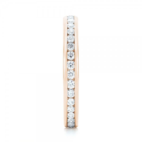 18k Rose Gold 18k Rose Gold Custom Diamond Eternity Wedding Band - Side View - 103033