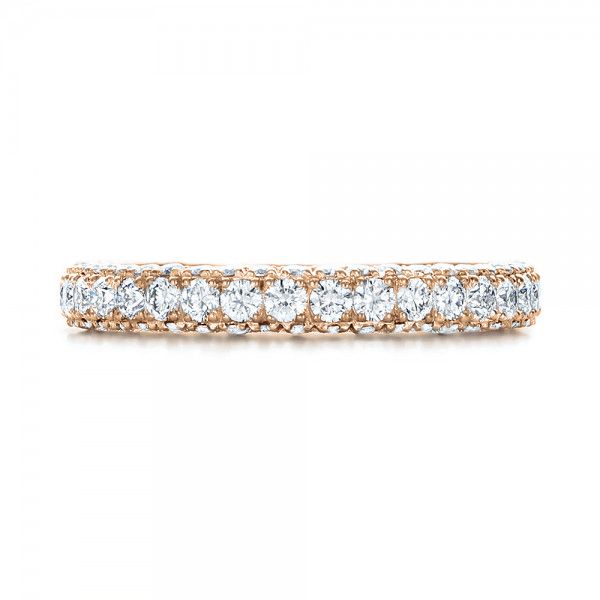 14k Rose Gold 14k Rose Gold Custom Diamond Eternity Wedding Band - Top View - 101747