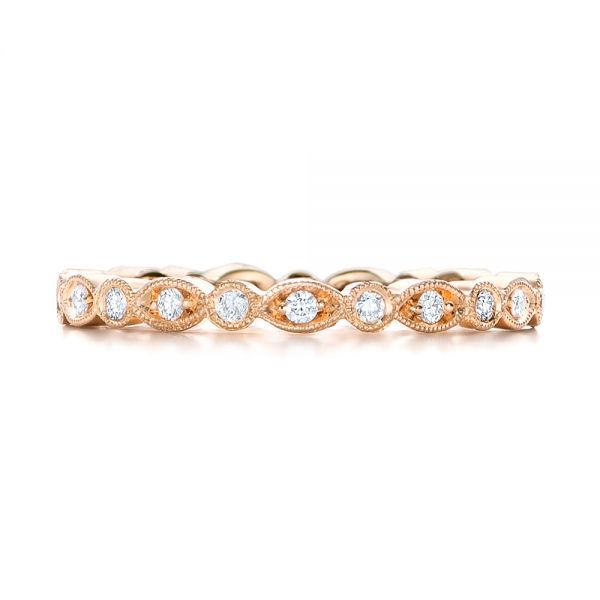 14k Rose Gold Custom Diamond Eternity Wedding Band - Top View -  102132