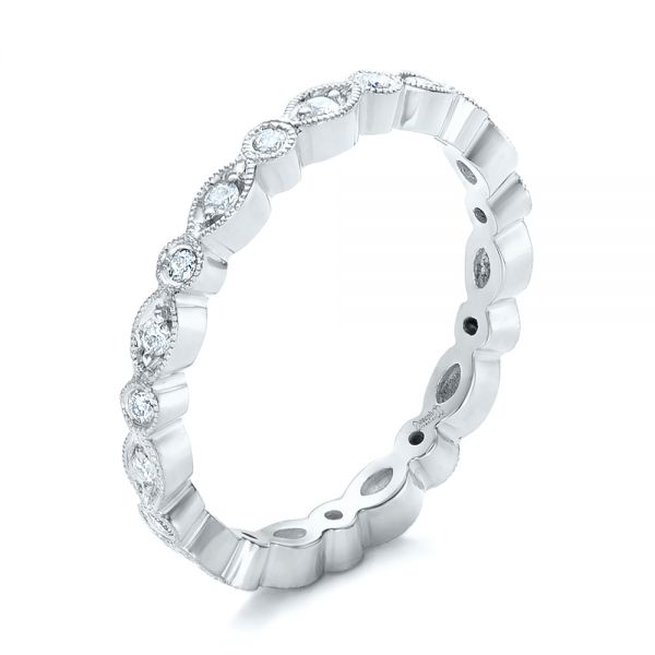 14k White Gold 14k White Gold Custom Diamond Eternity Wedding Band - Three-Quarter View -  102132