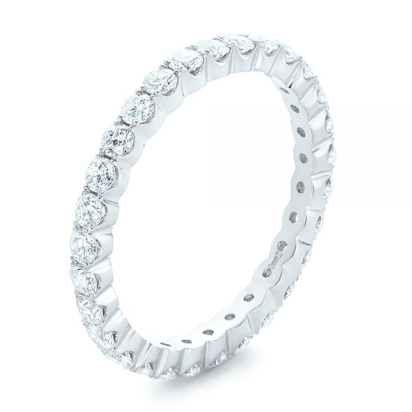 18k White Gold 18k White Gold Custom Diamond Eternity Wedding Band - Three-Quarter View -  102370