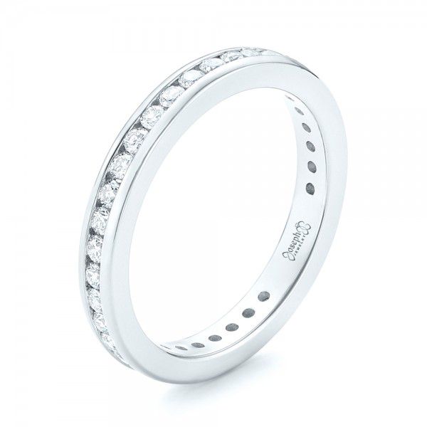 14k White Gold 14k White Gold Custom Diamond Eternity Wedding Band - Three-Quarter View -  103033