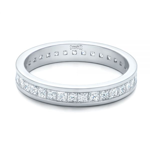 14k White Gold Custom Diamond Eternity Wedding Band - Flat View -  102096