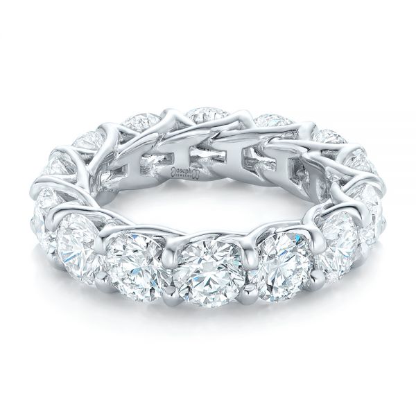 14k White Gold Custom Diamond Eternity Wedding Band - Flat View - 102342