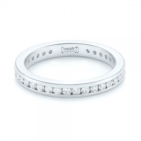 18k White Gold 18k White Gold Custom Diamond Eternity Wedding Band - Flat View -  103033