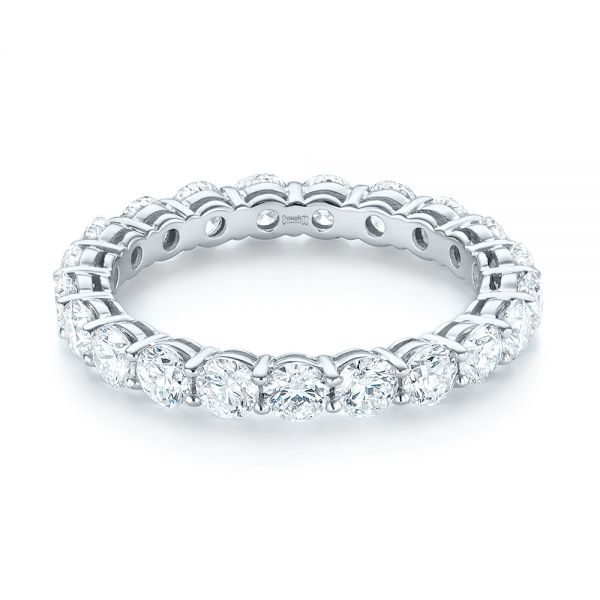 14k White Gold Custom Diamond Eternity Wedding Band - Flat View -  103465