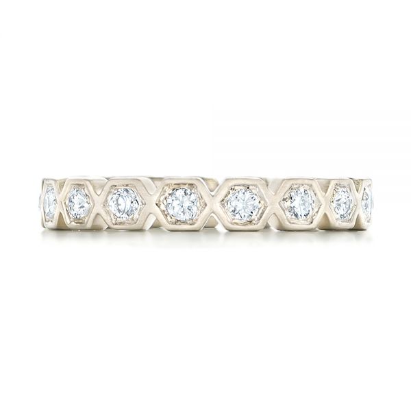 14k White Gold Custom Diamond Eternity Wedding Band - Top View -  102918