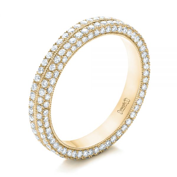 18k Yellow Gold 18k Yellow Gold Custom Diamond Eternity Wedding Band - Three-Quarter View - 102173