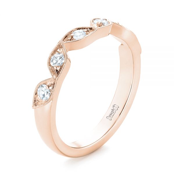 18k Rose Gold 18k Rose Gold Custom Diamond Marquise Shaped Wedding Ring - Three-Quarter View -  104781