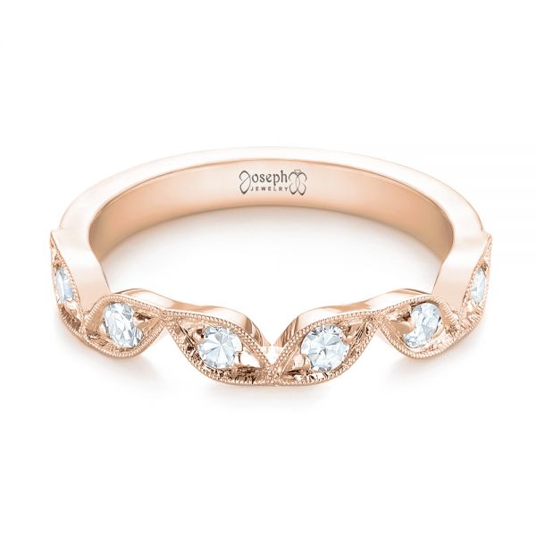 14k Rose Gold 14k Rose Gold Custom Diamond Marquise Shaped Wedding Ring - Flat View -  104781