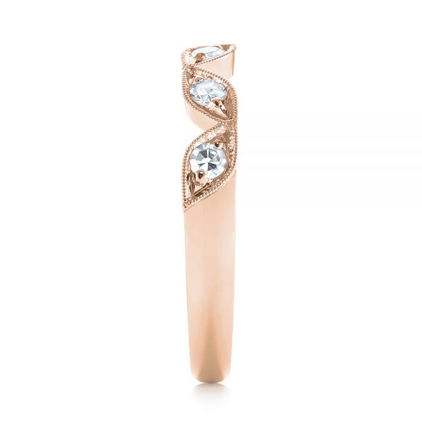 18k Rose Gold 18k Rose Gold Custom Diamond Marquise Shaped Wedding Ring - Side View -  104781