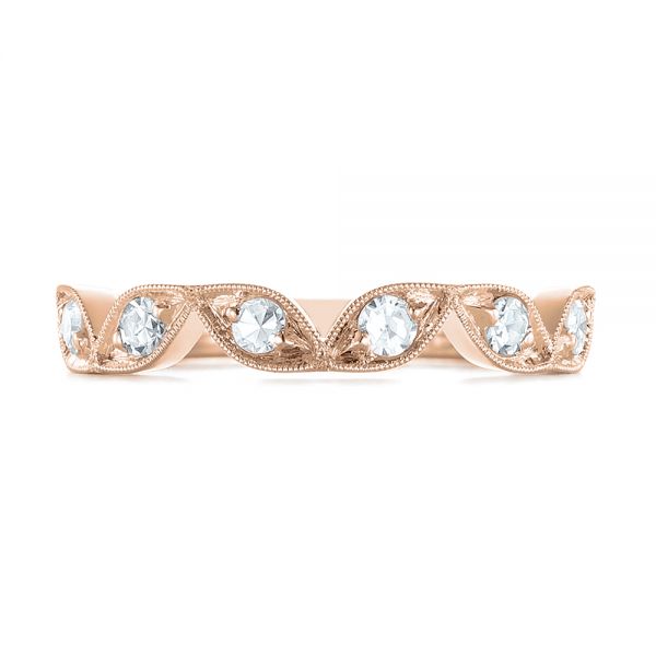 18k Rose Gold 18k Rose Gold Custom Diamond Marquise Shaped Wedding Ring - Top View -  104781
