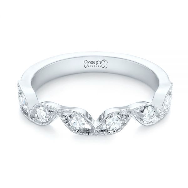 18k White Gold 18k White Gold Custom Diamond Marquise Shaped Wedding Ring - Flat View -  104781