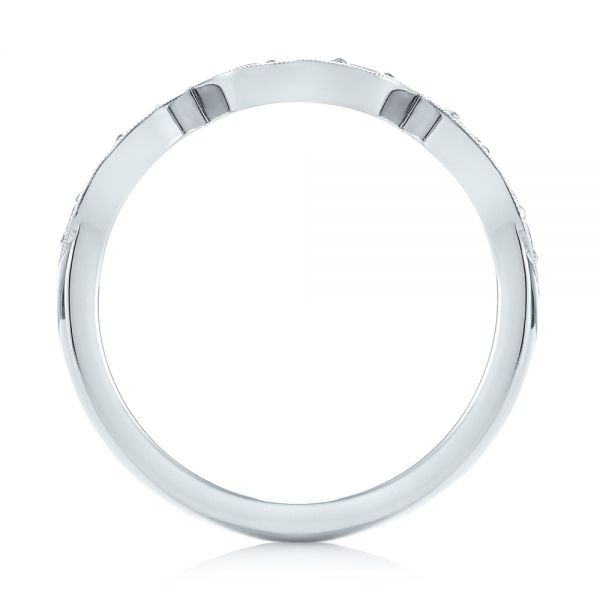 14k White Gold Custom Diamond Marquise Shaped Wedding Ring - Front View - 104781