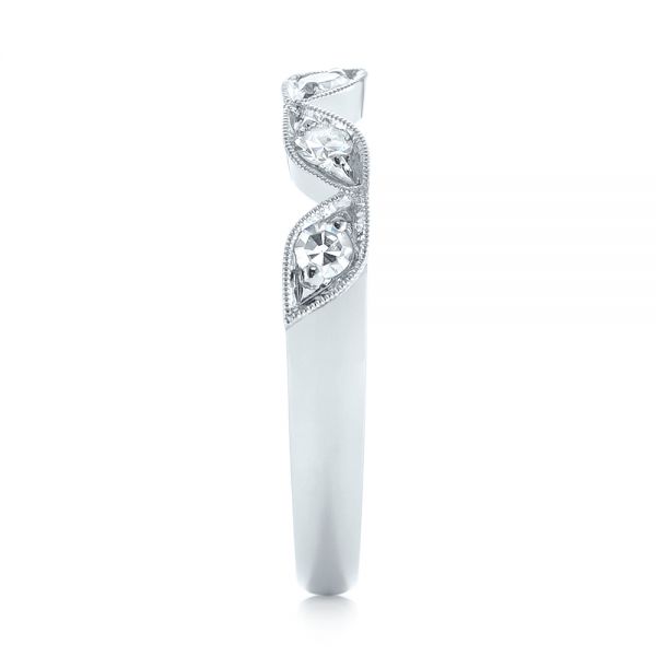 14k White Gold Custom Diamond Marquise Shaped Wedding Ring - Side View - 104781