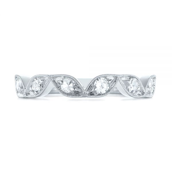 14k White Gold Custom Diamond Marquise Shaped Wedding Ring - Top View -  104781