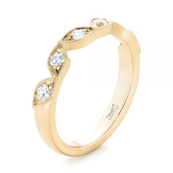 18k Yellow Gold 18k Yellow Gold Custom Diamond Marquise Shaped Wedding Ring - Three-Quarter View -  104781