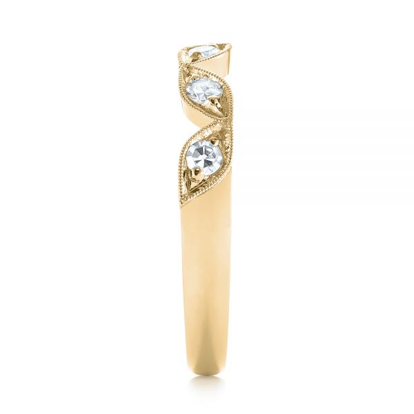 14k Yellow Gold 14k Yellow Gold Custom Diamond Marquise Shaped Wedding Ring - Side View -  104781
