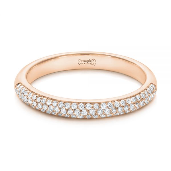 18k Rose Gold 18k Rose Gold Custom Diamond Pave Engagement Band - Flat View -  1158