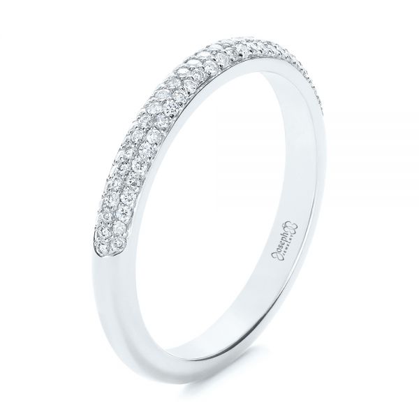 18k White Gold 18k White Gold Custom Diamond Pave Engagement Band - Three-Quarter View -  1158