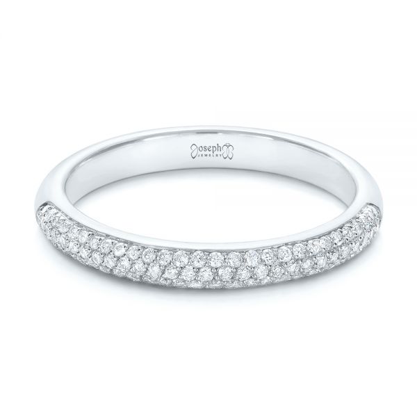 14k White Gold Custom Diamond Pave Engagement Band - Flat View -  1158