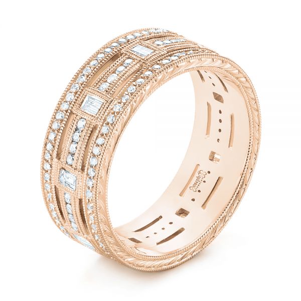 18k Rose Gold 18k Rose Gold Custom Diamond Three Strand Women's Wedding Ring - Three-Quarter View -  104881