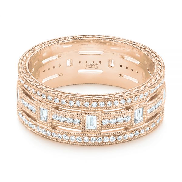 18k Rose Gold 18k Rose Gold Custom Diamond Three Strand Women's Wedding Ring - Flat View -  104881