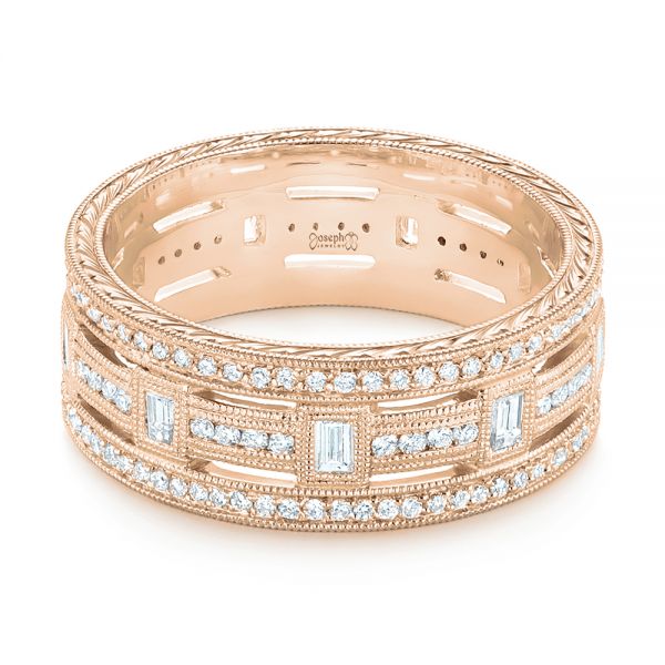 18k Rose Gold 18k Rose Gold Custom Diamond Three Strand Women's Wedding Ring - Flat View - 104881