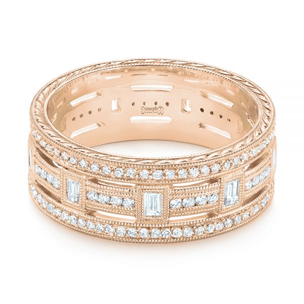 14k Rose Gold 14k Rose Gold Custom Diamond Three Strand Women's Wedding Ring - Flat View -  104881