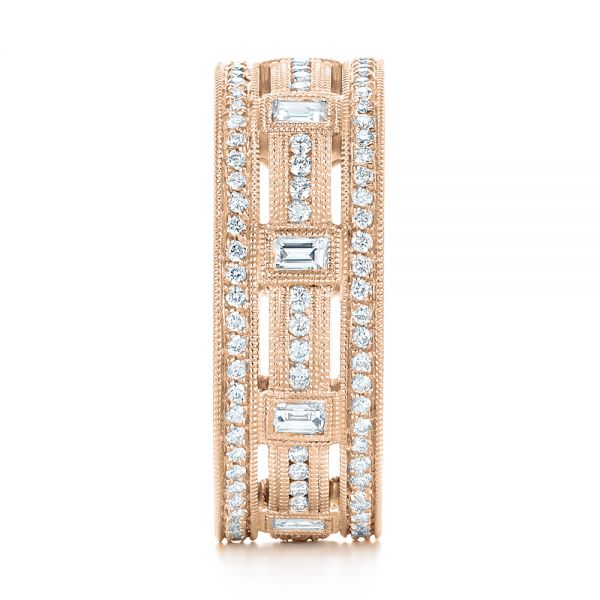18k Rose Gold 18k Rose Gold Custom Diamond Three Strand Women's Wedding Ring - Side View - 104881
