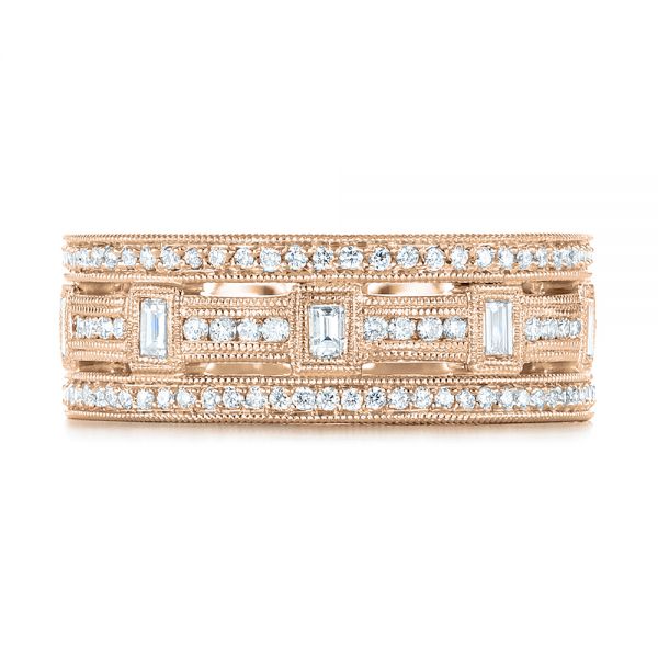 18k Rose Gold 18k Rose Gold Custom Diamond Three Strand Women's Wedding Ring - Top View -  104881