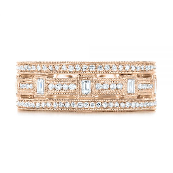 18k Rose Gold 18k Rose Gold Custom Diamond Three Strand Women's Wedding Ring - Top View - 104881