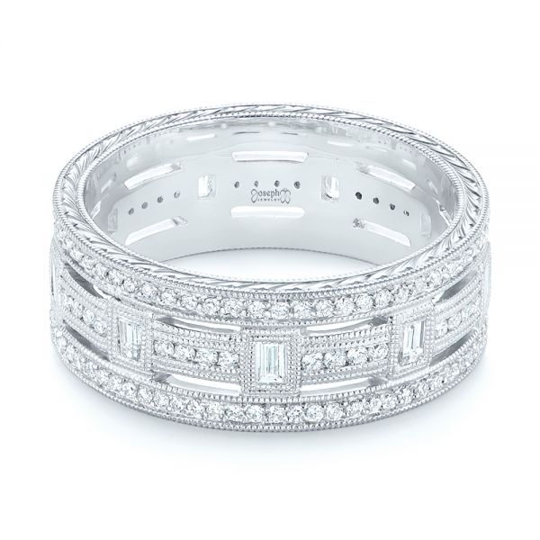 Platinum Custom Diamond Three Strand Women's Wedding Ring - Flat View - 104881