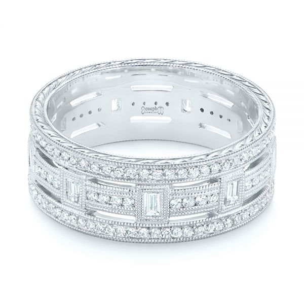 18k White Gold 18k White Gold Custom Diamond Three Strand Women's Wedding Ring - Flat View -  104881