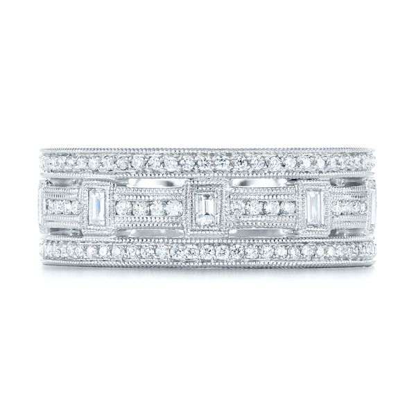 Platinum Custom Diamond Three Strand Women's Wedding Ring - Top View - 104881