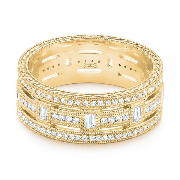 18k Yellow Gold 18k Yellow Gold Custom Diamond Three Strand Women's Wedding Ring - Flat View -  104881