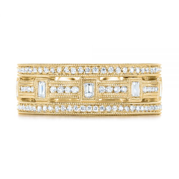 18k Yellow Gold 18k Yellow Gold Custom Diamond Three Strand Women's Wedding Ring - Top View -  104881