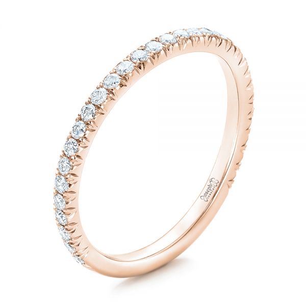 18k Rose Gold 18k Rose Gold Custom Diamond Wedding Band - Three-Quarter View -  102023