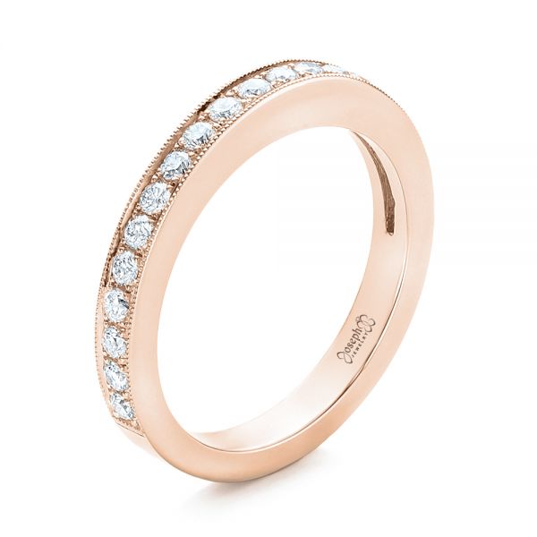 14k Rose Gold 14k Rose Gold Custom Diamond Wedding Band - Three-Quarter View -  102043